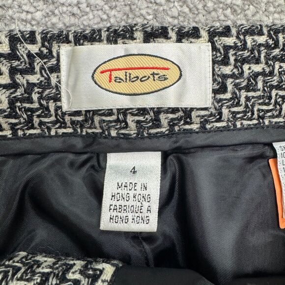 Vintage 90s Talbots Wool Wide Leg Dress Pants Trouser Womens 4 Houndstooth Tweed - Picture 5 of 13